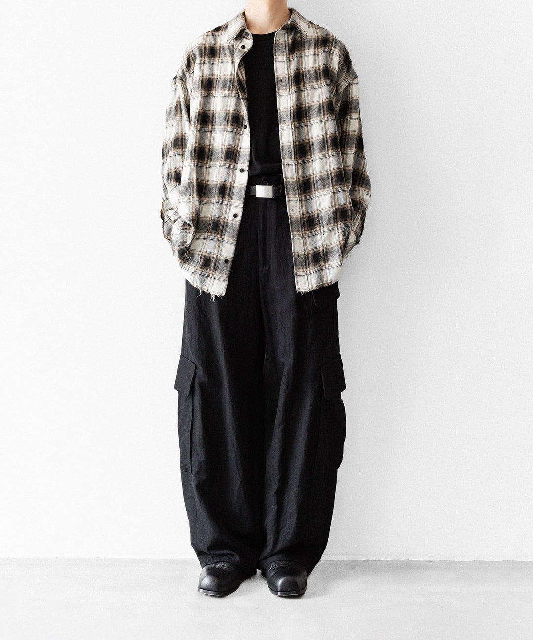 CODA -コーダのBEIGE GREY CHECKED WASHED THRASHED STRUCTURED SHIRTのBEIGE GREY CHECK公式通販サイトsession福岡セレクトショップ