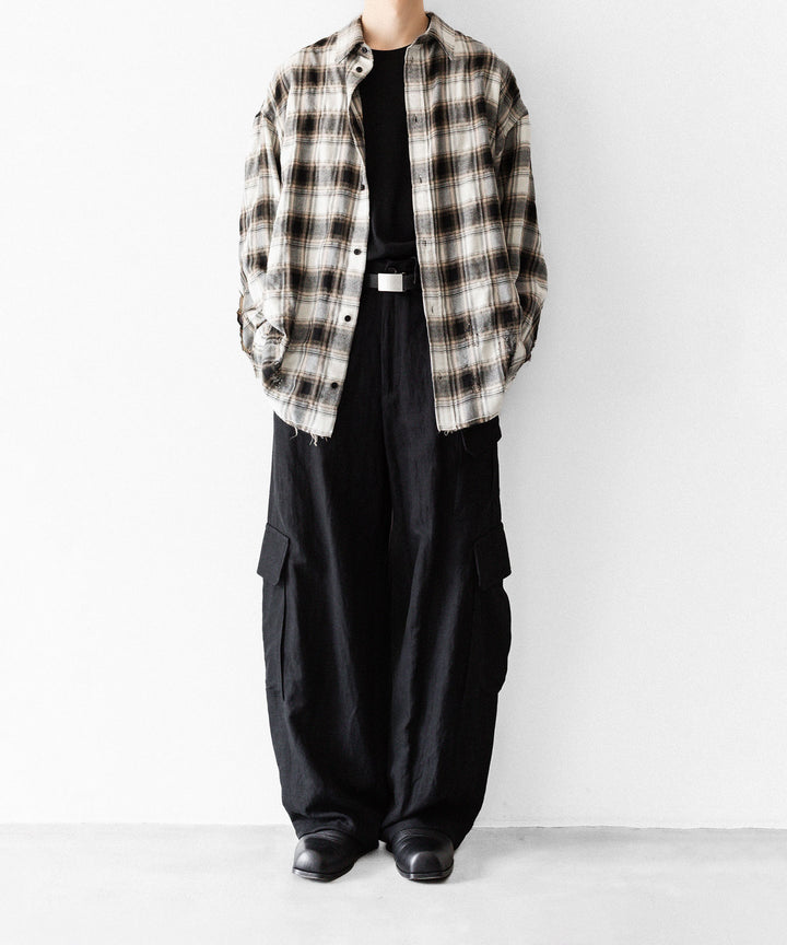 CODA -コーダのBEIGE GREY CHECKED WASHED THRASHED STRUCTURED SHIRTのBEIGE GREY CHECK公式通販サイトsession福岡セレクトショップ