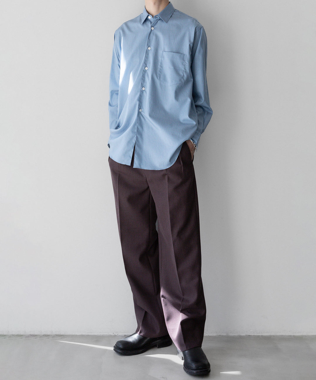 INTÉRIM インテリム 23AW LIMITED FADE BROWN 2-TUCK STRAIGHT SLACKS - WINE BROWN sessionセッション福岡セレクトショップ 公式通販サイト