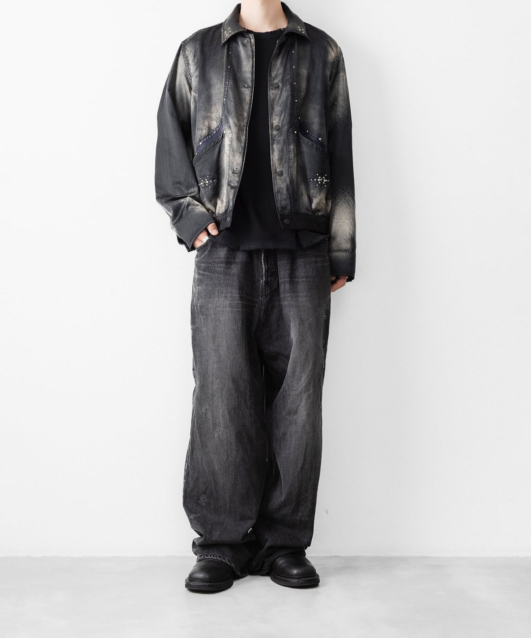 SUBLATIONS サブレーションズのRUSTY SATIN SPORTS JACKETのBLACK 公式通販サイトsession福岡セレクトショップ