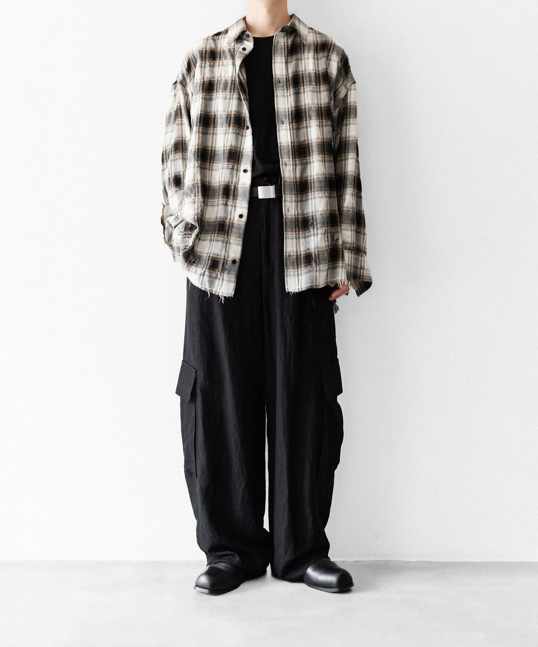 CODA -コーダのBEIGE GREY CHECKED WASHED THRASHED STRUCTURED SHIRTのBEIGE GREY CHECK公式通販サイトsession福岡セレクトショップ