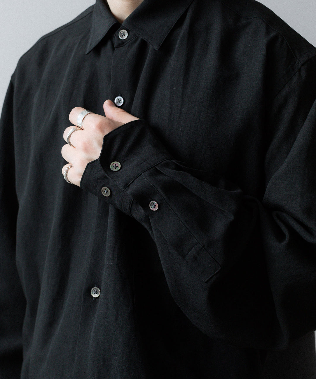 ssstein(シュタイン)のRAYON/LINEN OVERSIZED DOWN PAT SHIRT - BLACKの公式通販サイトsession福岡セレクトショップ