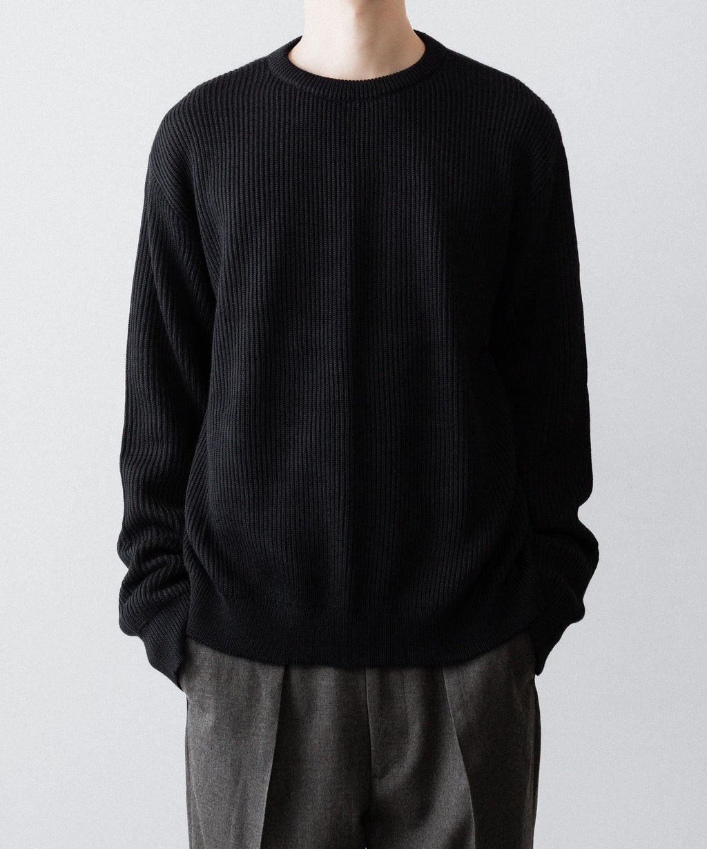 INTÉRIM - インテリムのWOOL SILK CASHMERE DEAD STOCK YARN DOUBLE RIB CREW SWEATERのBLACK公式通販サイトsession福岡セレクトショップ