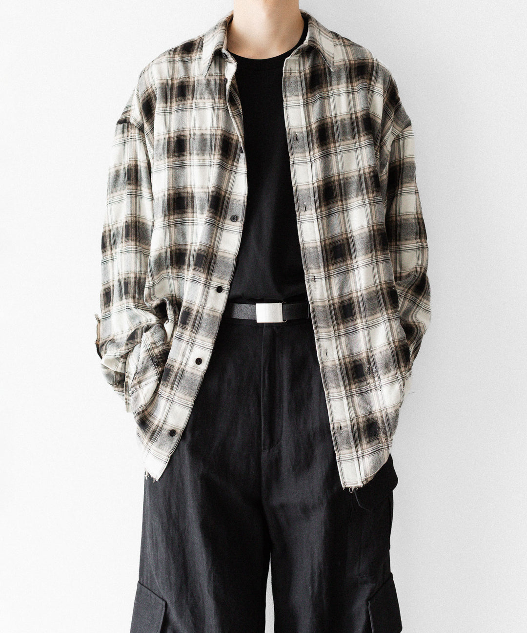 CODA -コーダのBEIGE GREY CHECKED WASHED THRASHED STRUCTURED SHIRTのBEIGE GREY CHECK公式通販サイトsession福岡セレクトショップ