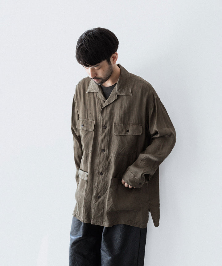 ANTHEM A-アンセムエーのPIGMENT CUPRO OPEN COLLAR SHIRTのKHAKI 公式通販サイトsession福岡セレクトショップ