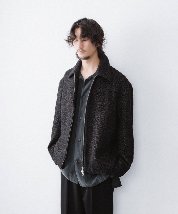 【ANTHEM A】SPARKLE TWEED ZIP BLOUSON - CHARCOAL