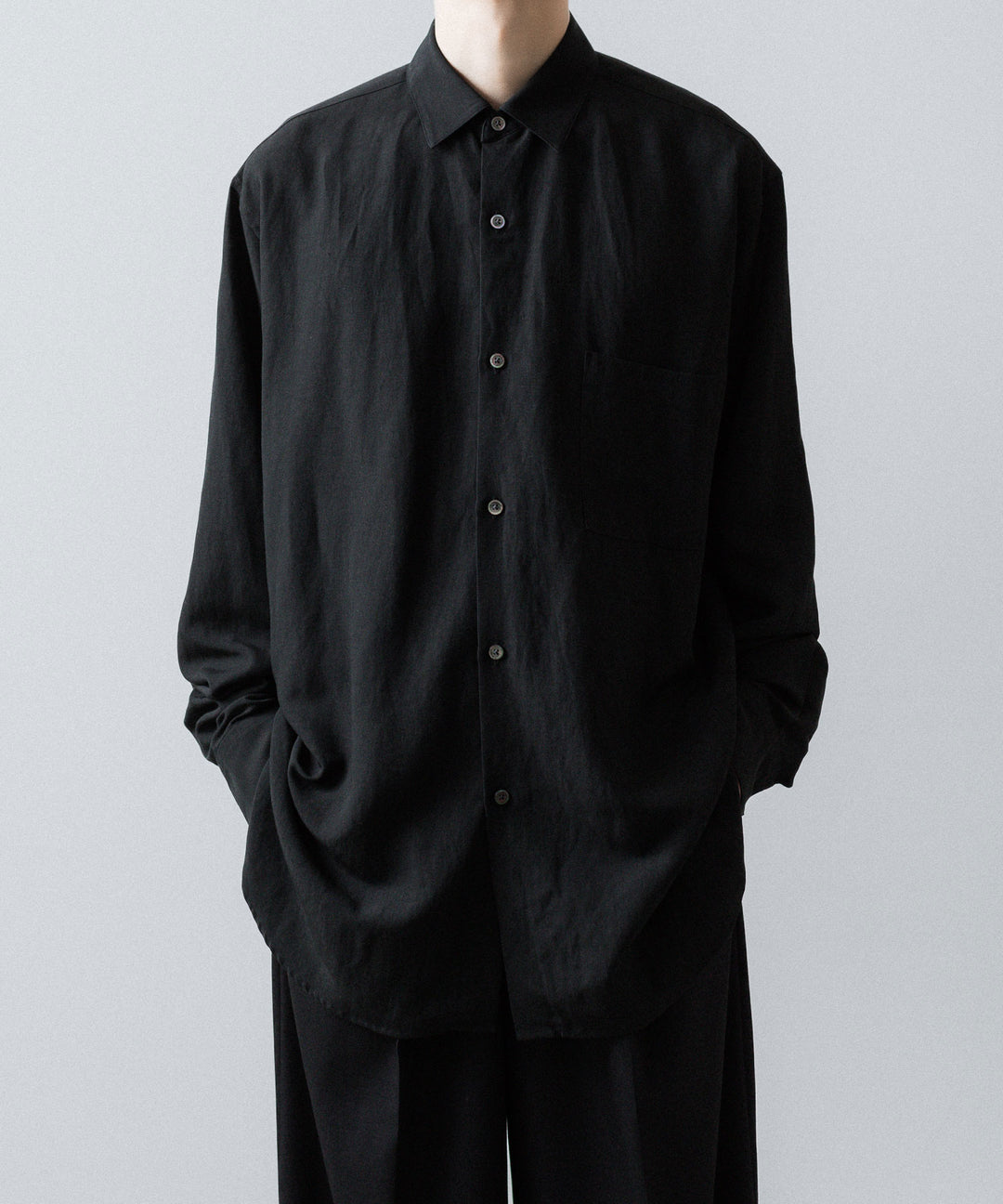 ssstein(シュタイン)のRAYON/LINEN OVERSIZED DOWN PAT SHIRT - BLACKの公式通販サイトsession福岡セレクトショップ