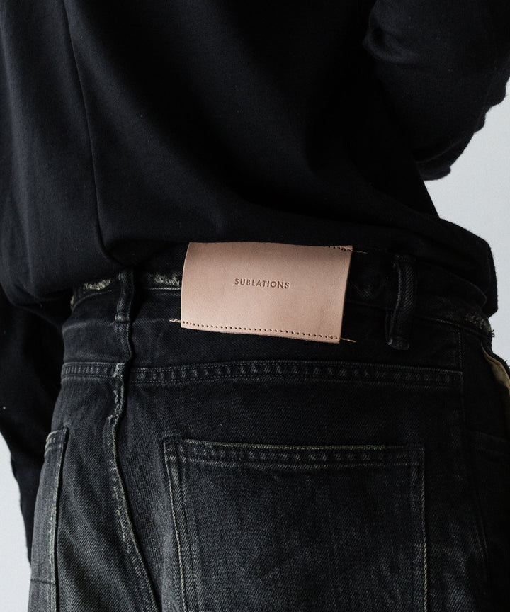 SUBLATIONS サブレーションズの2TUCK WIDE DENIM PANTS "ENTASIS MK-Ⅱ"のUSED BLACK 公式通販サイトsession福岡セレクトショップ