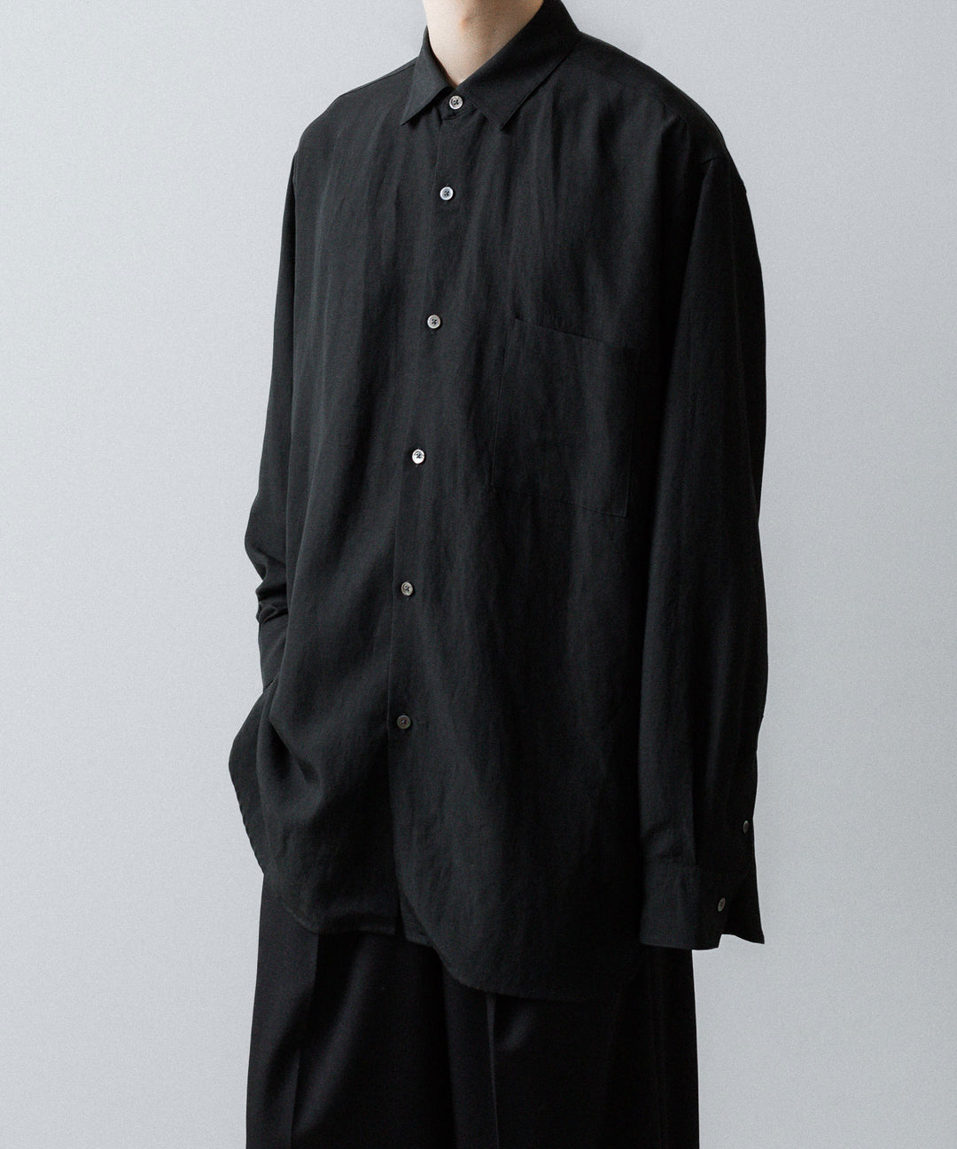 ssstein(シュタイン)のRAYON/LINEN OVERSIZED DOWN PAT SHIRT - BLACKの公式通販サイトsession福岡セレクトショップ