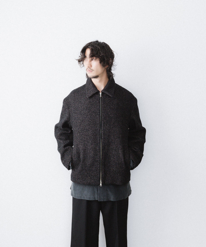 【ANTHEM A】SPARKLE TWEED ZIP BLOUSON - CHARCOAL
