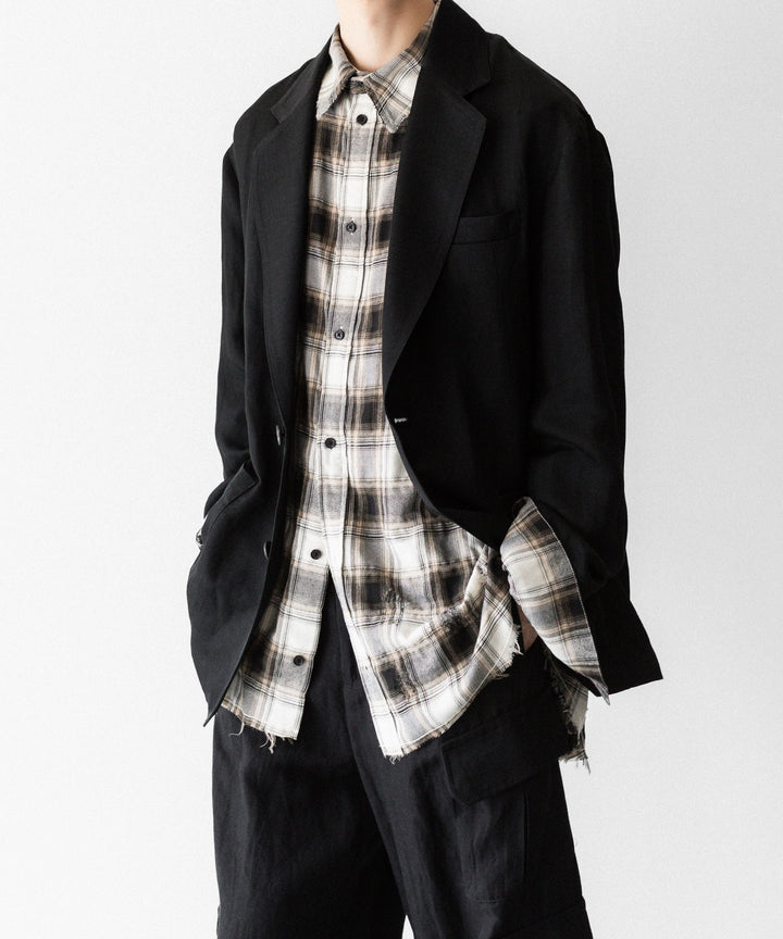 CODA -コーダのBEIGE GREY CHECKED WASHED THRASHED STRUCTURED SHIRTのBEIGE GREY CHECK公式通販サイトsession福岡セレクトショップ