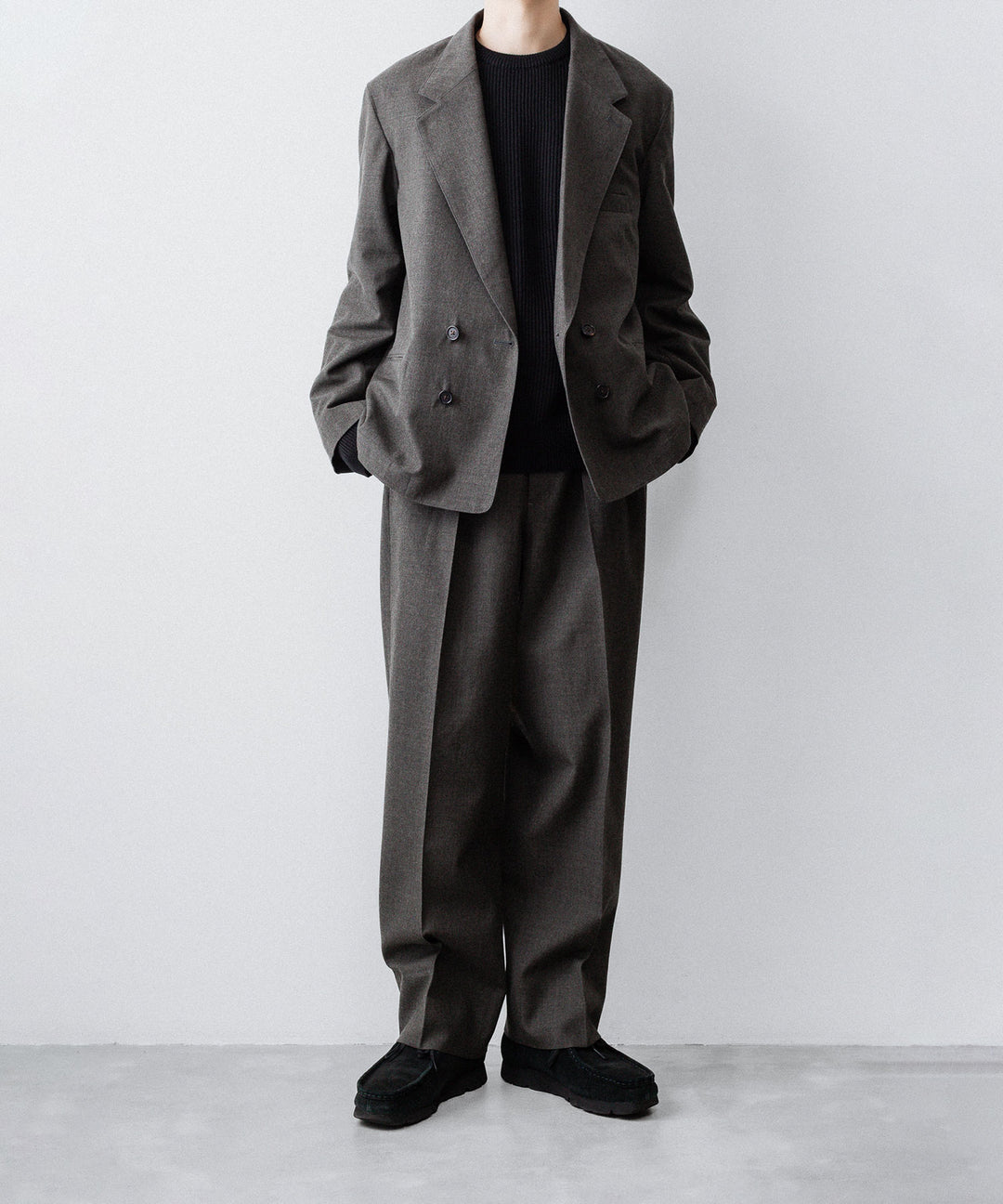 INTÉRIM - インテリムのWOOL SILK CASHMERE DEAD STOCK YARN DOUBLE RIB CREW SWEATERのBLACK公式通販サイトsession福岡セレクトショップ