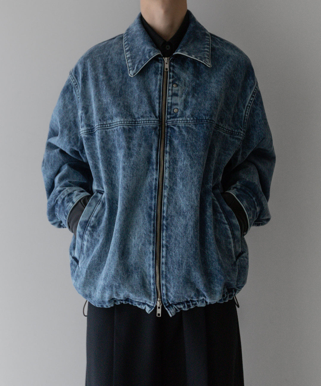 stein(シュタイン)の24SSコレクションCHEMICAL BLEACHED DENIM SHORT ZIP JACKETのINDIGO