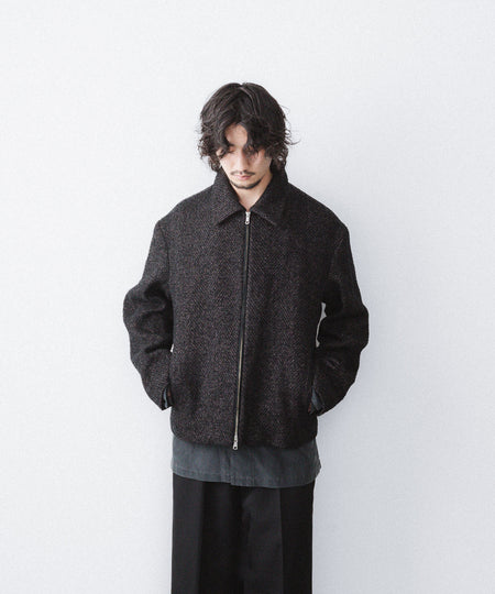 【ANTHEM A】SPARKLE TWEED ZIP BLOUSON - CHARCOAL