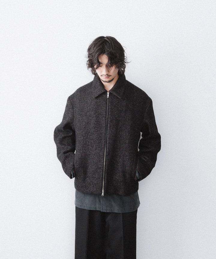 【ANTHEM A】SPARKLE TWEED ZIP BLOUSON - CHARCOAL