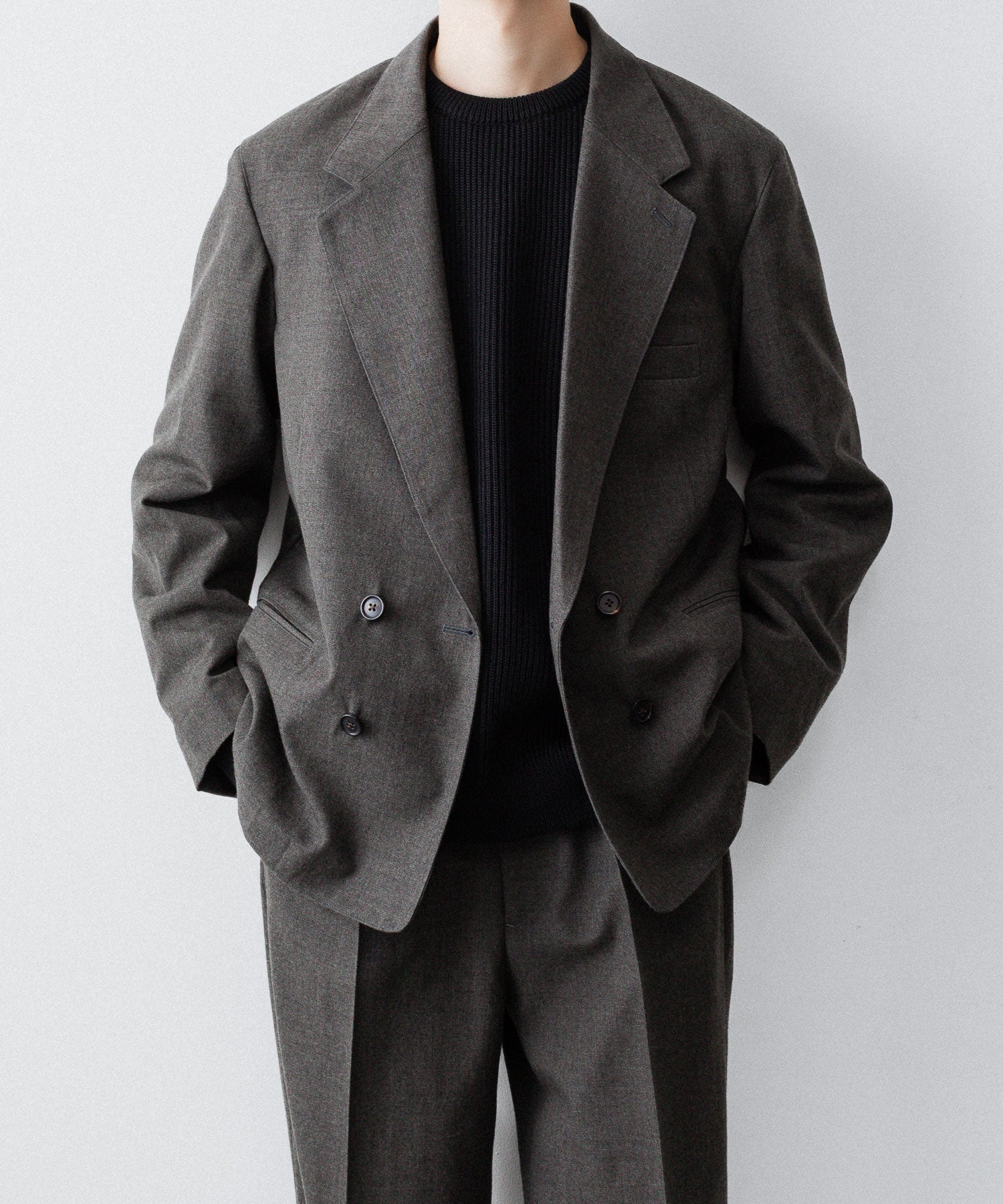 INTÉRIM - インテリムのWOOL SILK CASHMERE DEAD STOCK YARN DOUBLE RIB CREW SWEATERのBLACK公式通販サイトsession福岡セレクトショップ