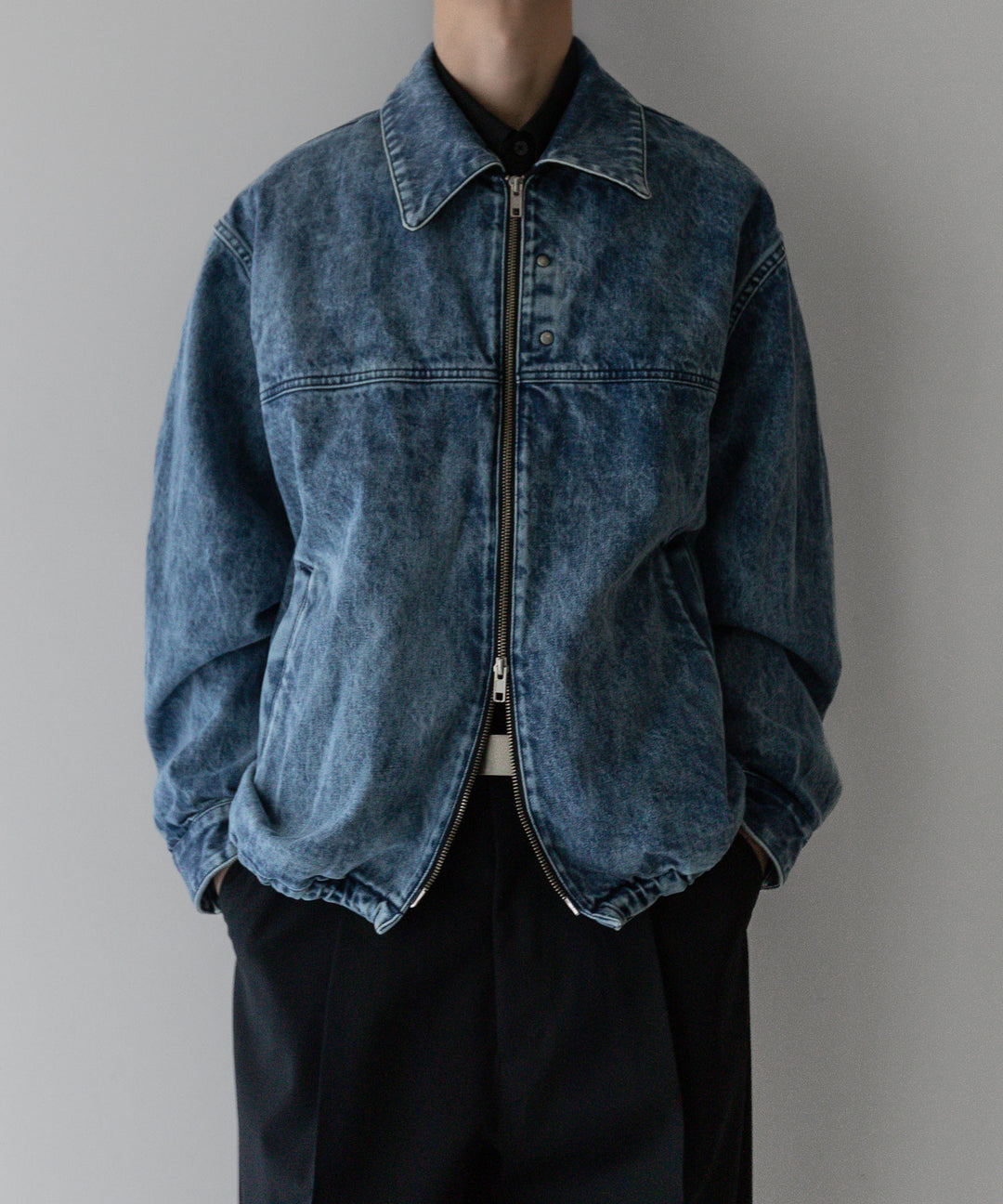 stein(シュタイン)の24SSコレクションCHEMICAL BLEACHED DENIM SHORT ZIP JACKETのINDIGO