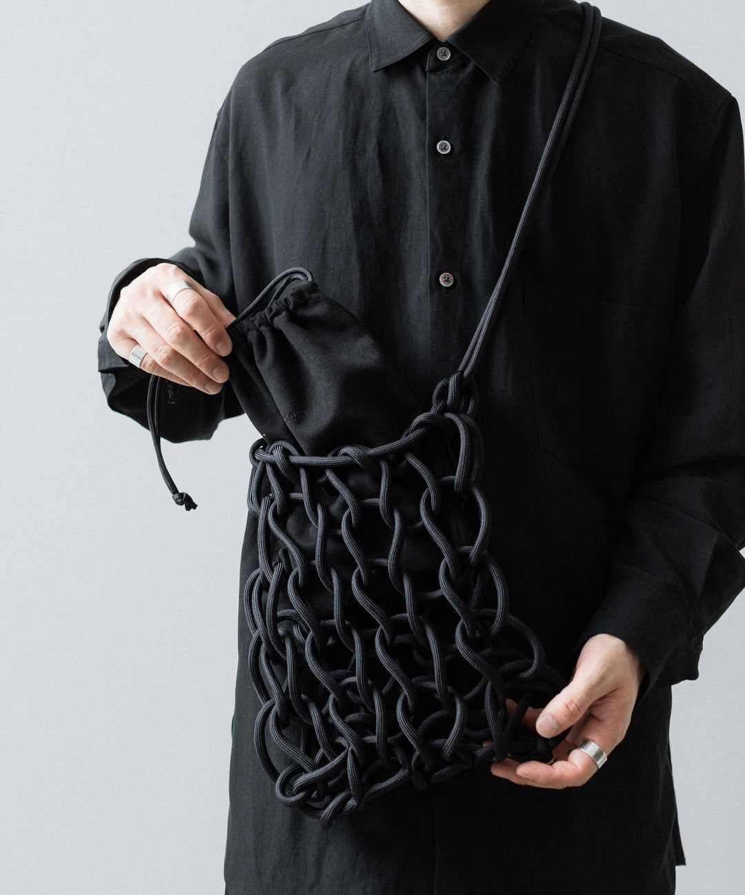 ssstein(シュタイン)のPARA CORD HAND KNIT BAG - BLACKの公式通販サイトsession福岡セレクトショップ