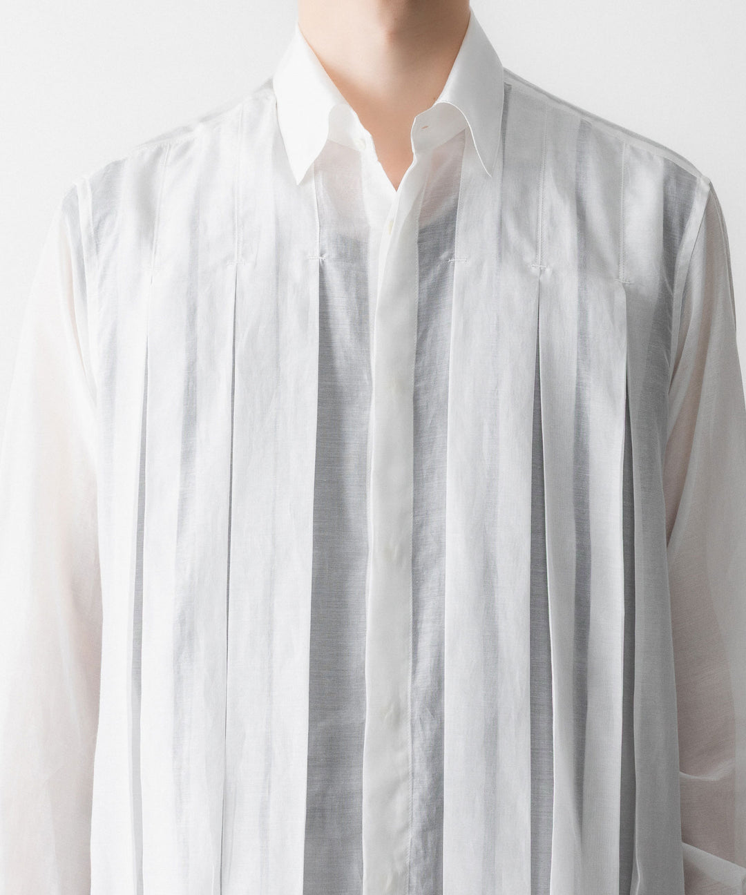 【SUBLATIONS】SHEER TUCK DRESS SHIRT  - WHITE