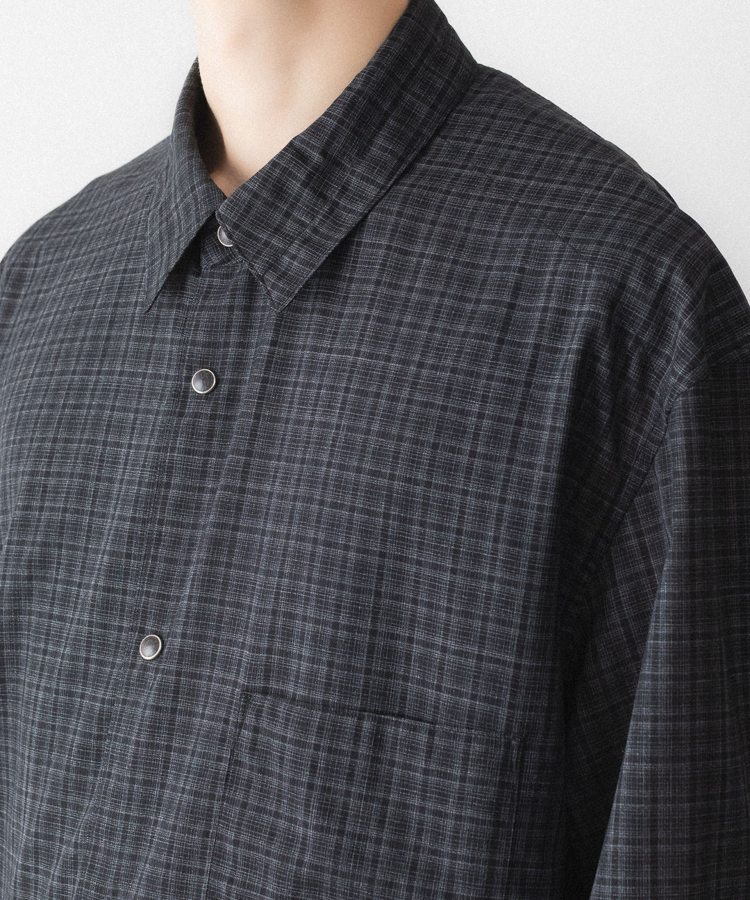 【phebus】WOOL POLY TROPICAL SHIRT - DARK CHECK