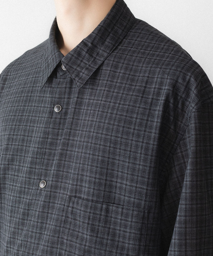 【phebus】WOOL POLY TROPICAL SHIRT - DARK CHECK