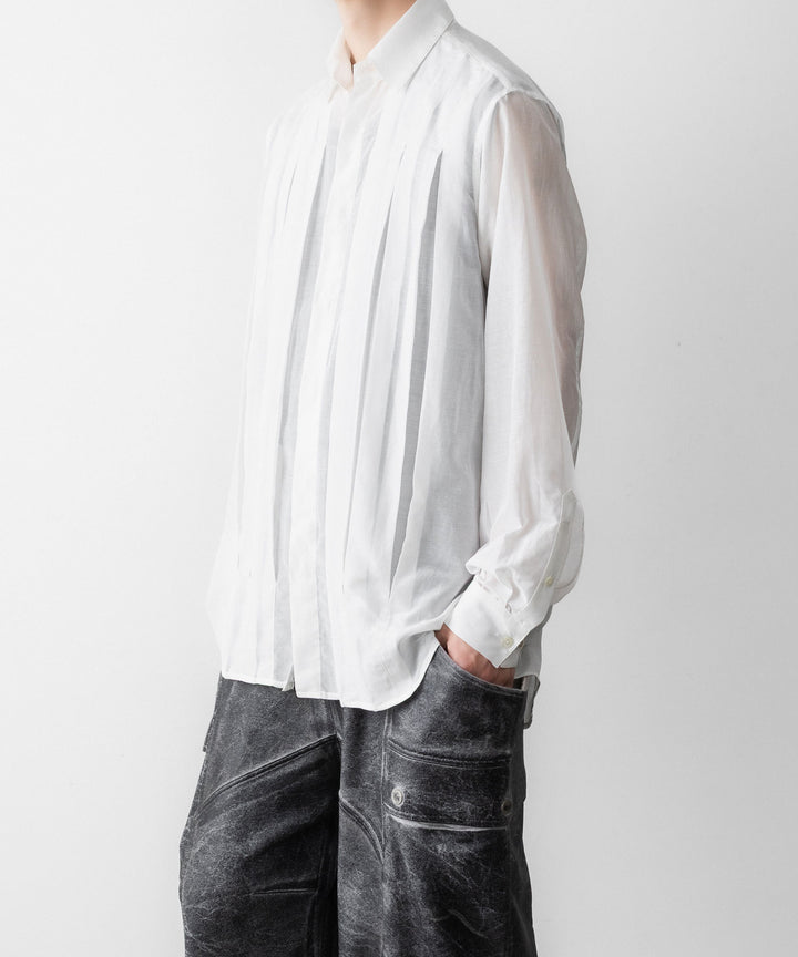 【SUBLATIONS】SHEER TUCK DRESS SHIRT  - WHITE