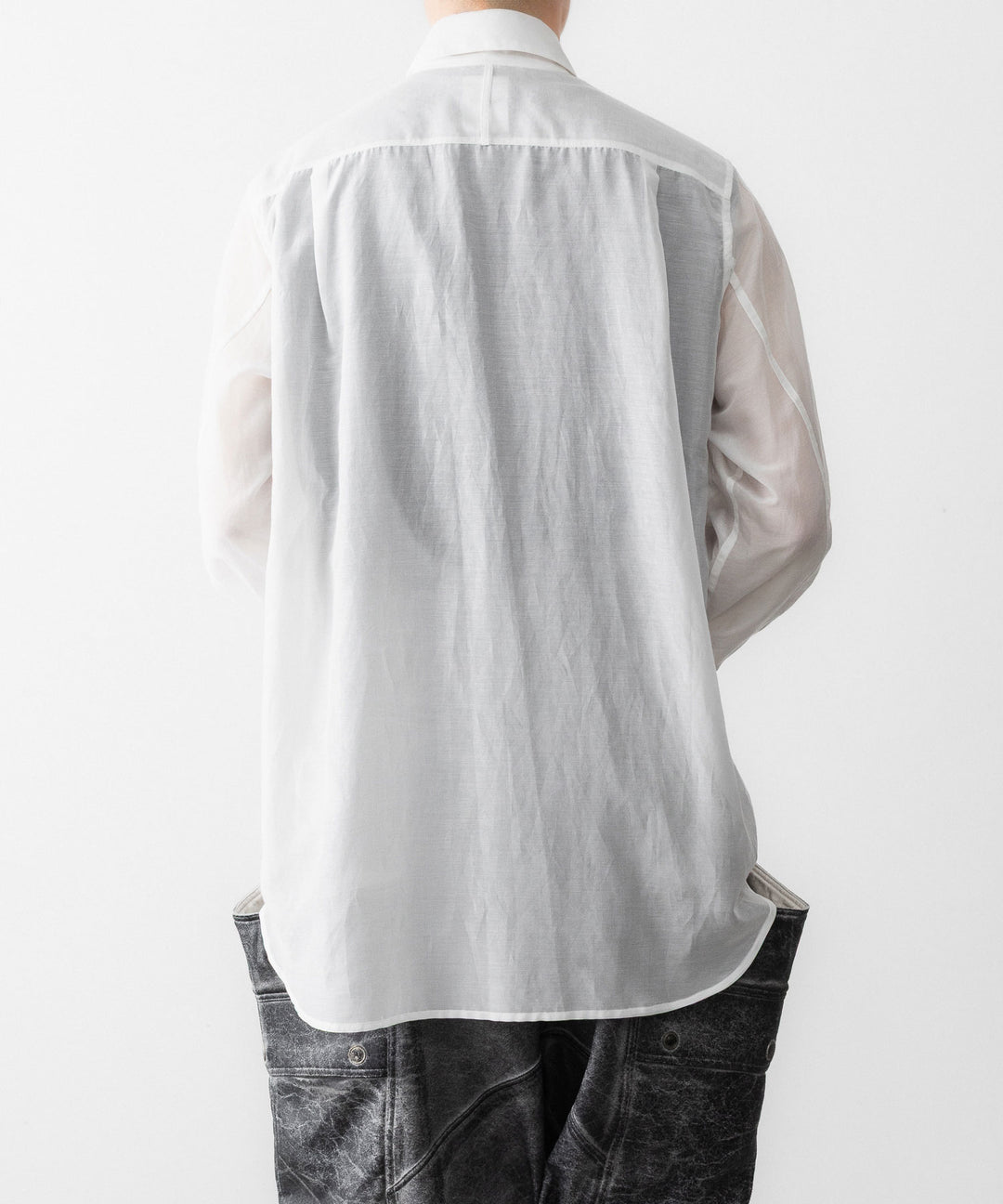 【SUBLATIONS】SHEER TUCK DRESS SHIRT  - WHITE