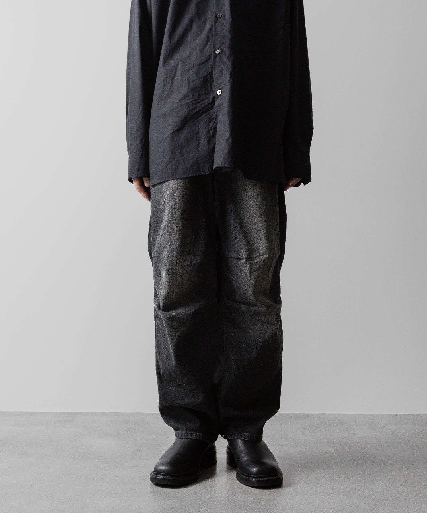 ssstein(シュタイン)の24AWコレクション NYLON COMBINATION SPLASHED DENIM JEANS - BLACK 公式通販サイトsession福岡セレクトショップ