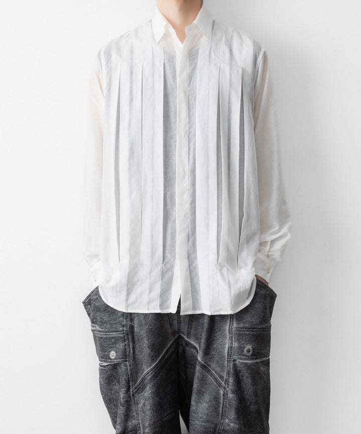 【SUBLATIONS】SHEER TUCK DRESS SHIRT  - WHITE