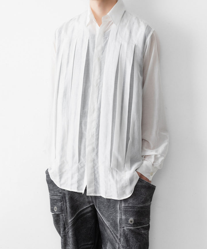 【SUBLATIONS】SHEER TUCK DRESS SHIRT  - WHITE