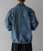 画像をギャラリービューアに読み込む, stein(シュタイン)の24SSコレクションCHEMICAL BLEACHED DENIM SHORT ZIP JACKETのINDIGO
