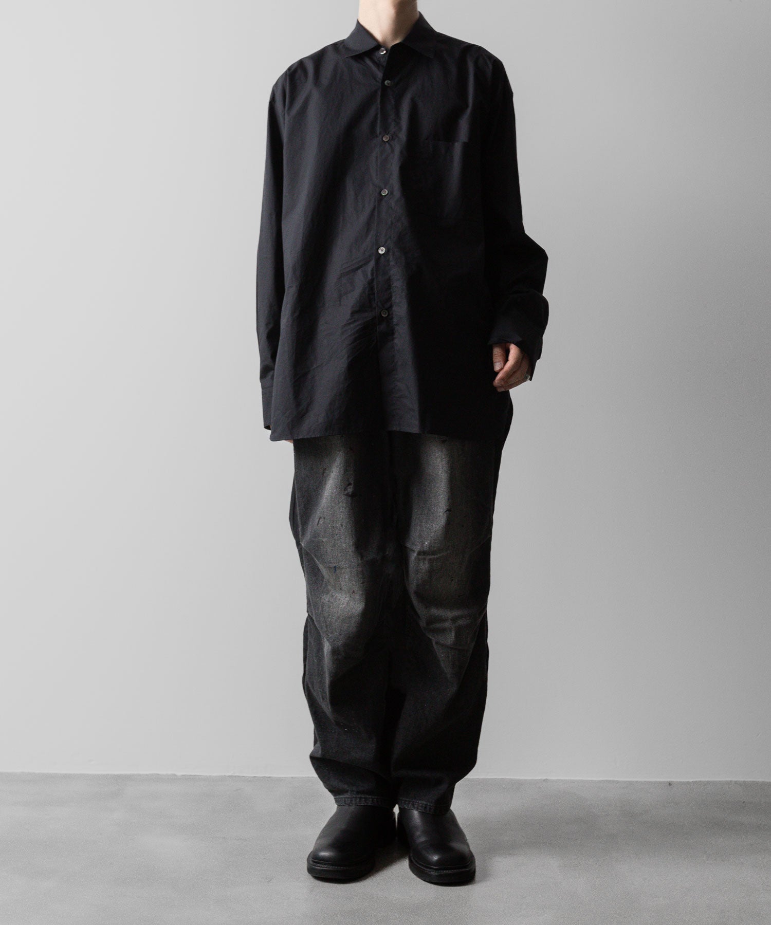 ssstein(シュタイン)の24AWコレクション NYLON COMBINATION SPLASHED DENIM JEANS - BLACK 公式通販サイトsession福岡セレクトショップ