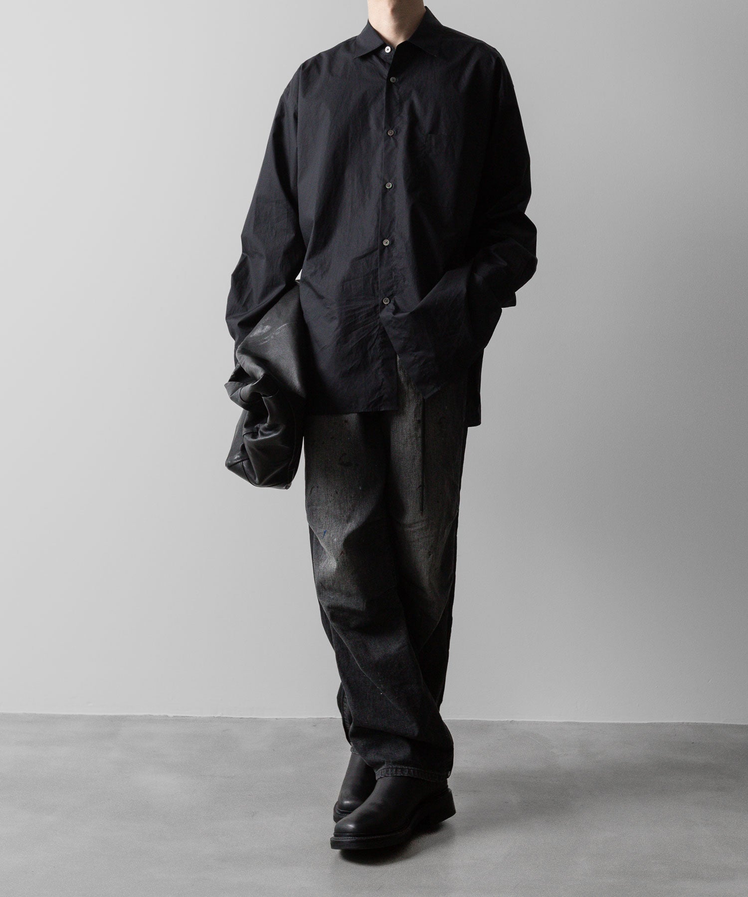 ssstein(シュタイン)の24AWコレクション NYLON COMBINATION SPLASHED DENIM JEANS - BLACK 公式通販サイトsession福岡セレクトショップ