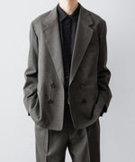 画像をギャラリービューアに読み込む, 【INTÉRIM】MILITARY WOOL SERGE PIPING DOUBLE JACKET - DUST GRAY
