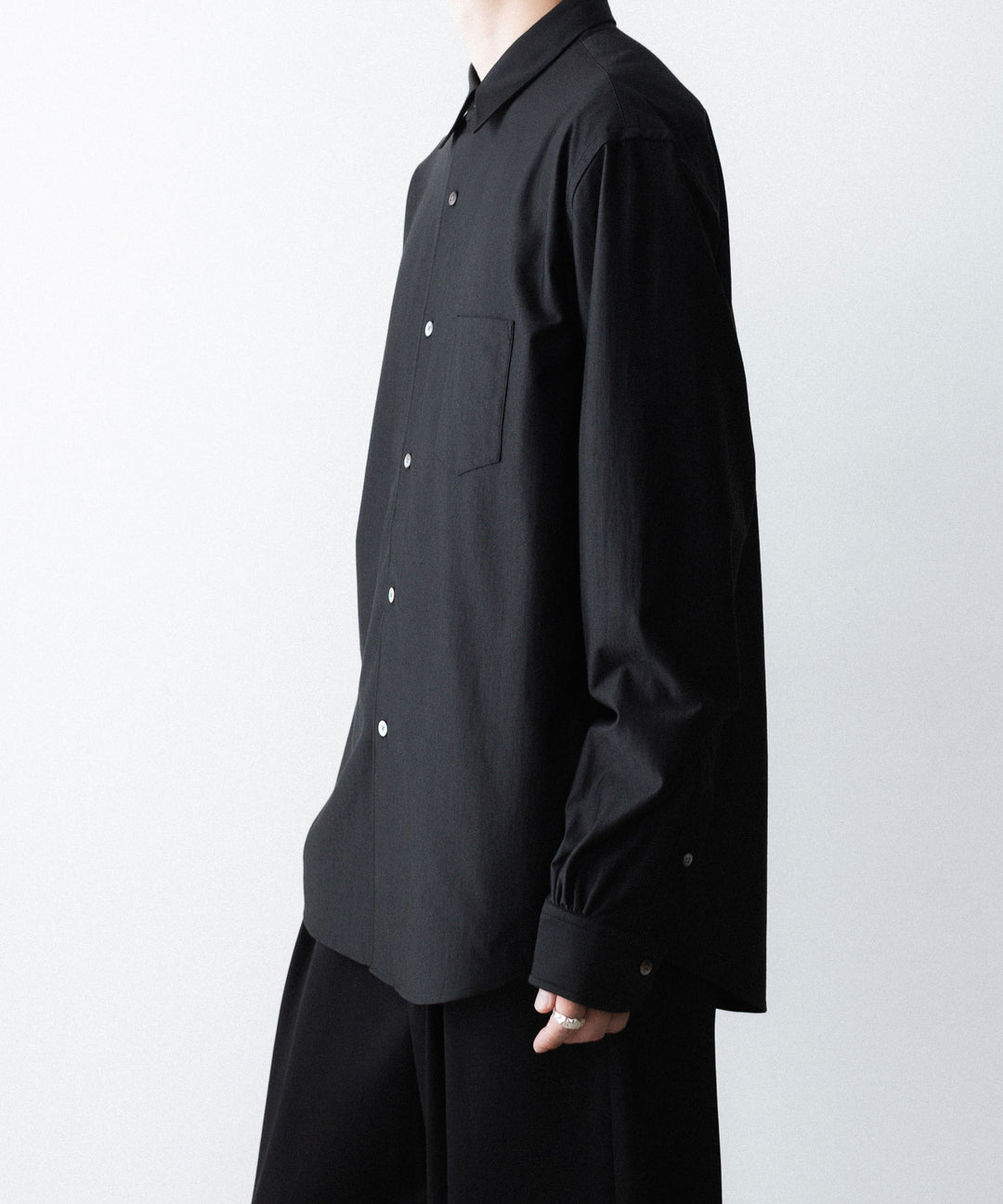 KANEMASA PHIL. カネマサフィルの36G WOOL MODEST SHIRT - BLACKの公式通販サイトsession福岡セレクトショップ