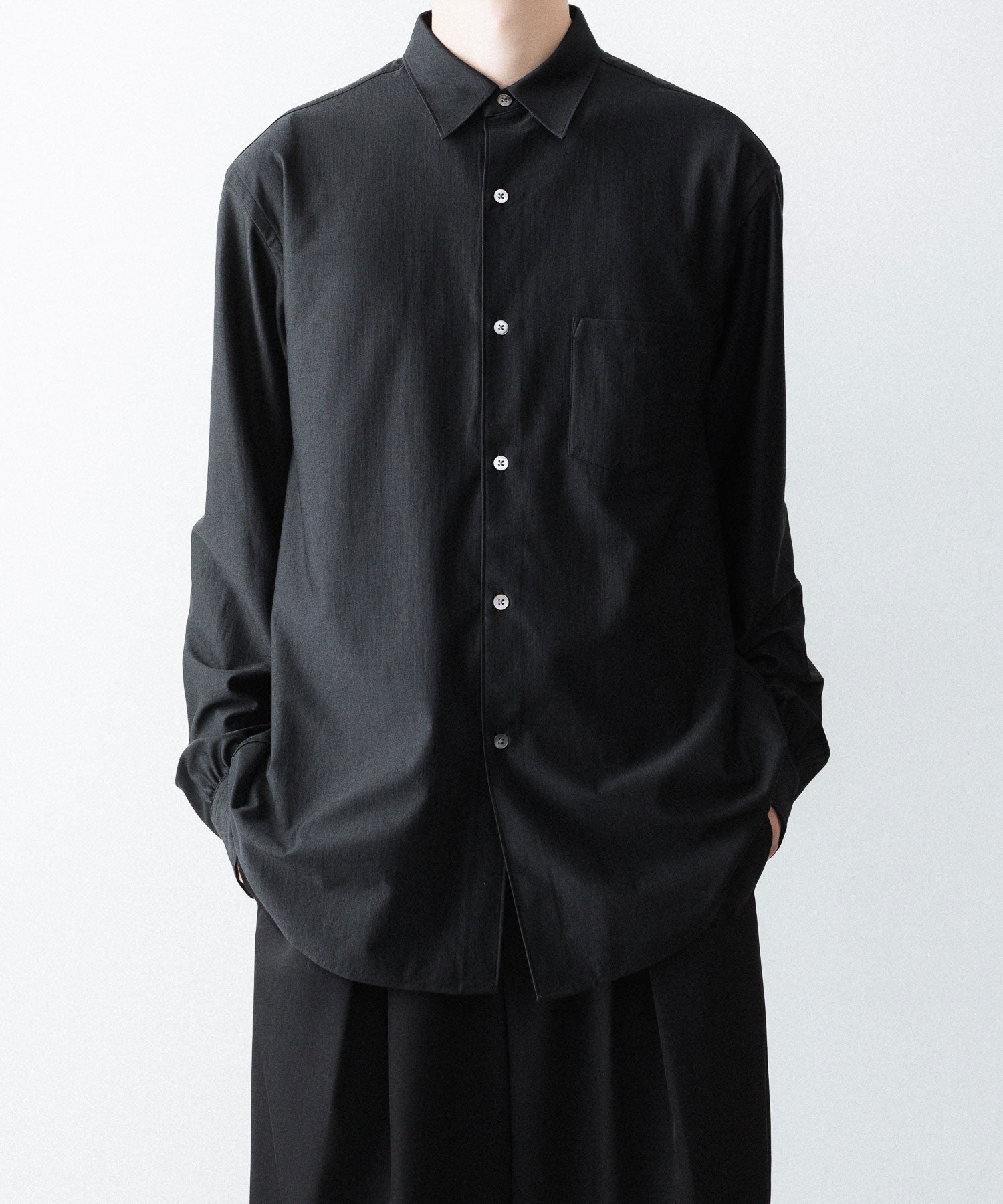 KANEMASA PHIL.】36G WOOL MODEST SHIRT - BLACK | 公式通販サイト