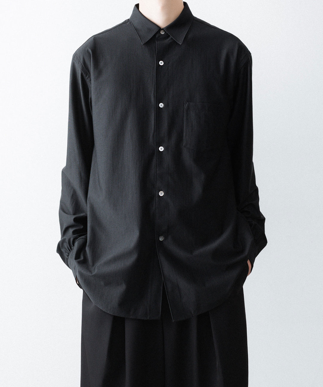 KANEMASA PHIL. カネマサフィルの36G WOOL MODEST SHIRT - BLACKの公式通販サイトsession福岡セレクトショップ