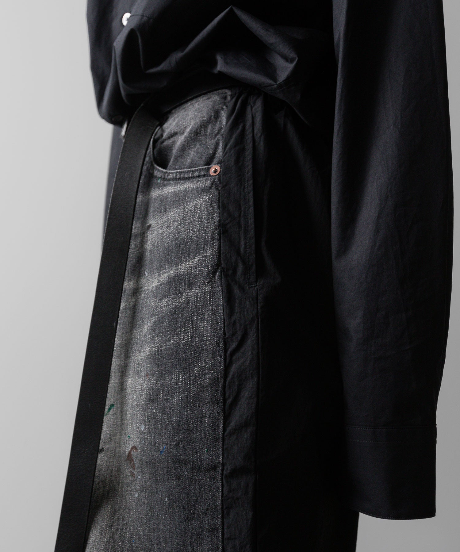 ssstein(シュタイン)の24AWコレクション NYLON COMBINATION SPLASHED DENIM JEANS - BLACK 公式通販サイトsession福岡セレクトショップ