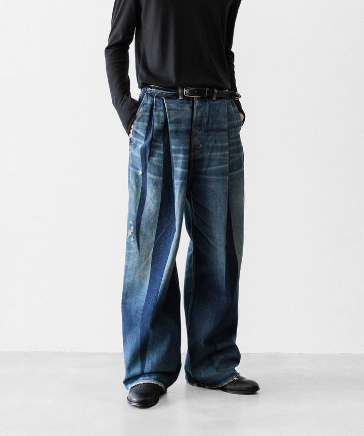 SUBLATIONS サブレーションズの2TUCK WIDE DENIM PANTS "ENTASIS MK-Ⅱ"のUSED INDIGO 公式通販サイトsession福岡セレクトショップ