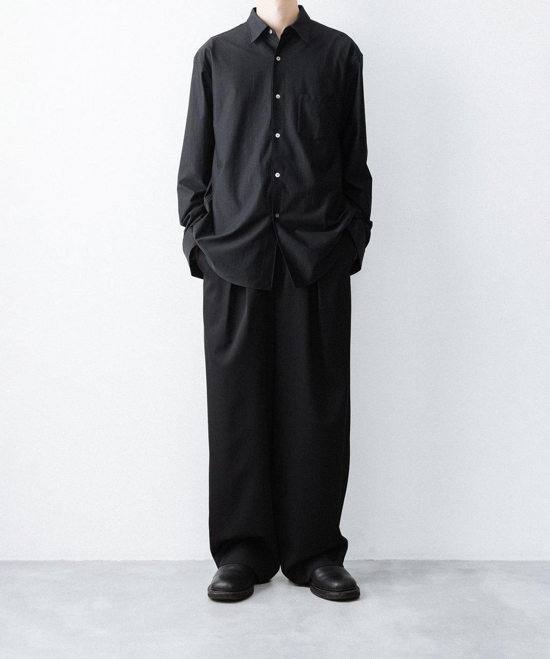 KANEMASA PHIL. カネマサフィルの36G WOOL MODEST SHIRT - BLACKの公式通販サイトsession福岡セレクトショップ