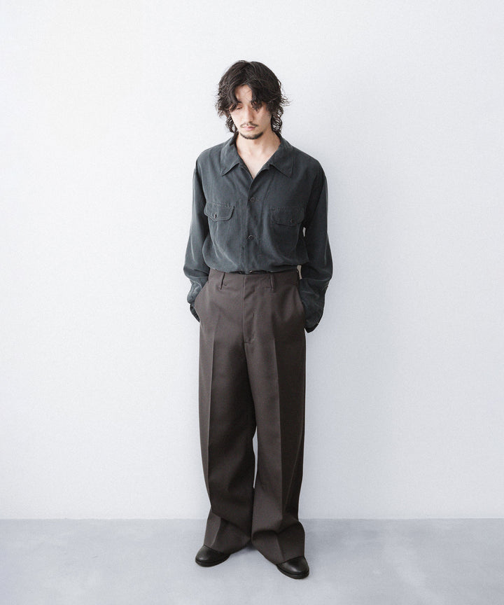 ANTHEM A-アンセムエーのWOOL GABARDINE BELTLESS TROUSERSのBROWN公式通販サイトsession福岡セレクトショップ