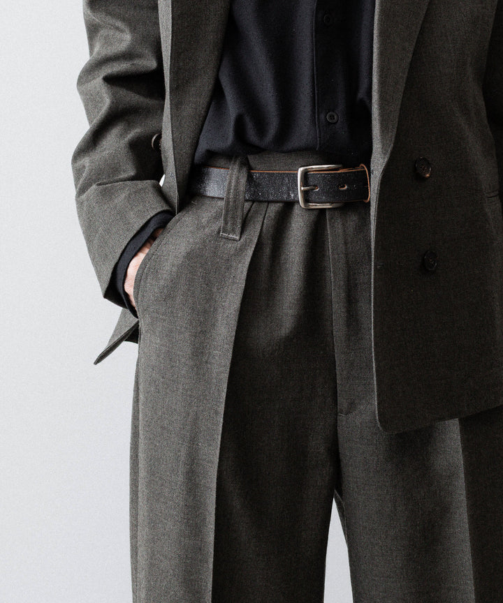INTÉRIM - インテリムのMILITARY WOOL SERGE 1-TUCK FRENCH ARMY WIDE TAPERED TROUSERのDUST GRAY公式通販サイトsession福岡セレクトショップ