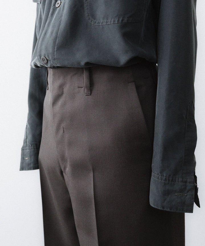 ANTHEM A-アンセムエーのWOOL GABARDINE BELTLESS TROUSERSのBROWN公式通販サイトsession福岡セレクトショップ
