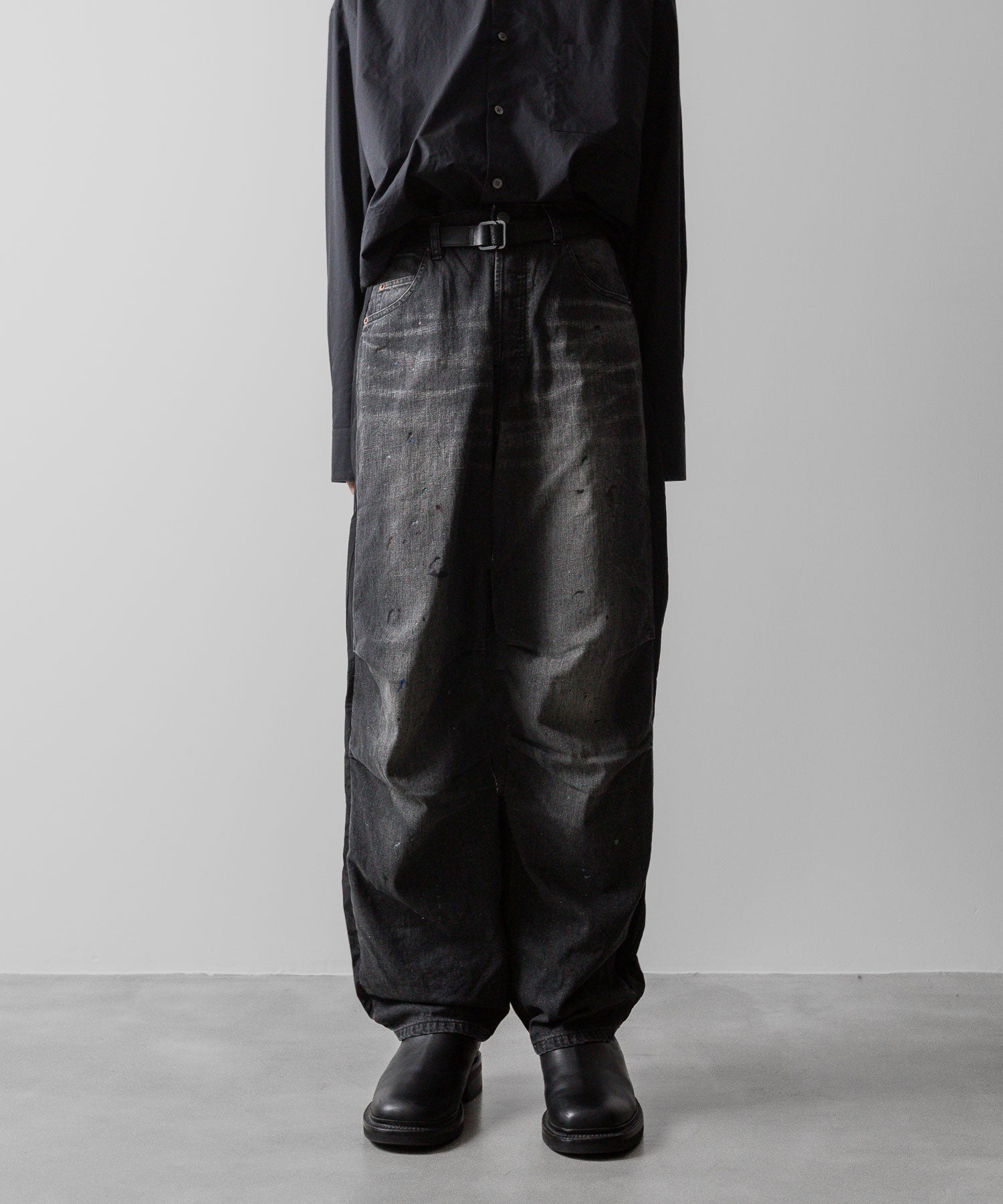 ssstein(シュタイン)の24AWコレクション NYLON COMBINATION SPLASHED DENIM JEANS - BLACK 公式通販サイトsession福岡セレクトショップ