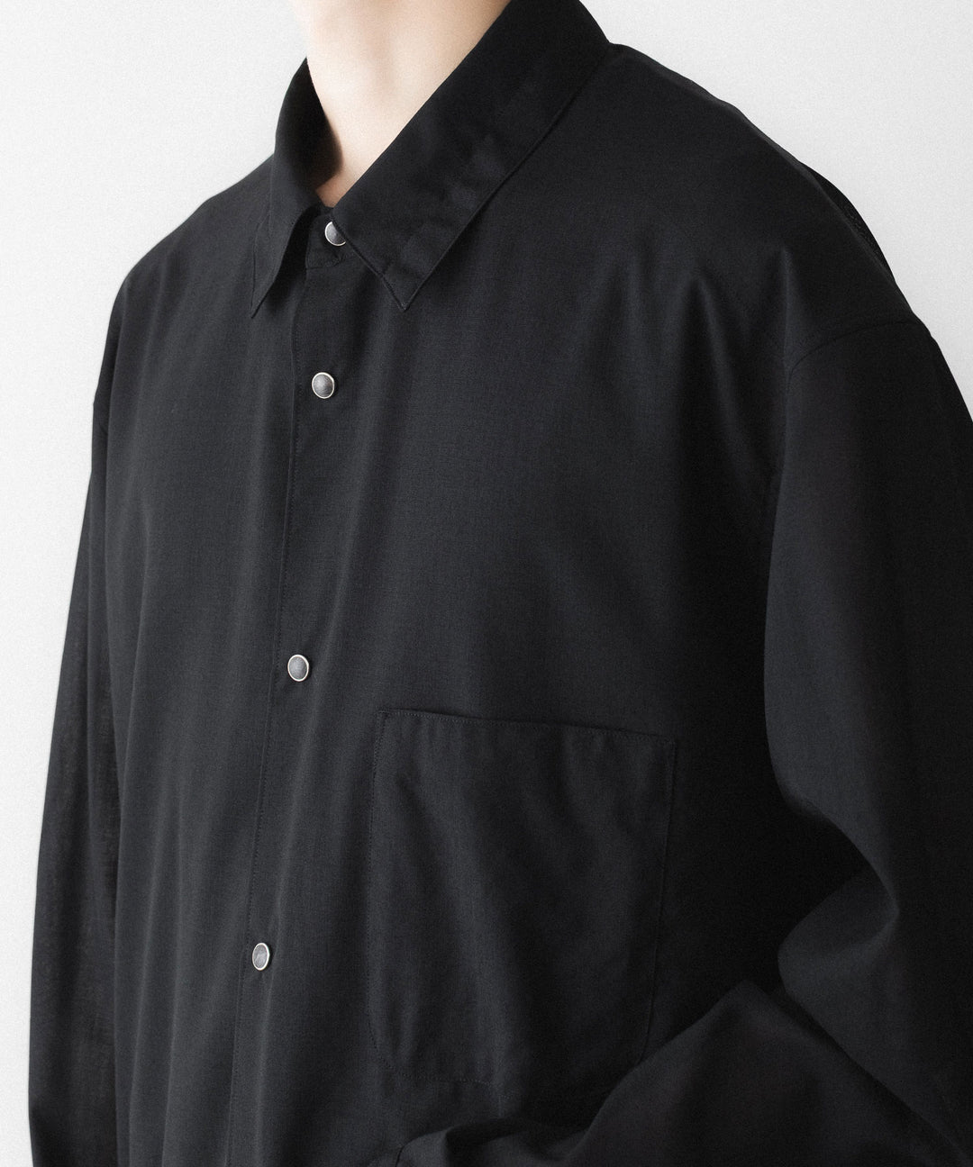 phebus フィーバスのWOOL POLY TROPICAL SHIRTのBLACK 公式通販サイトsession福岡セレクトショップ