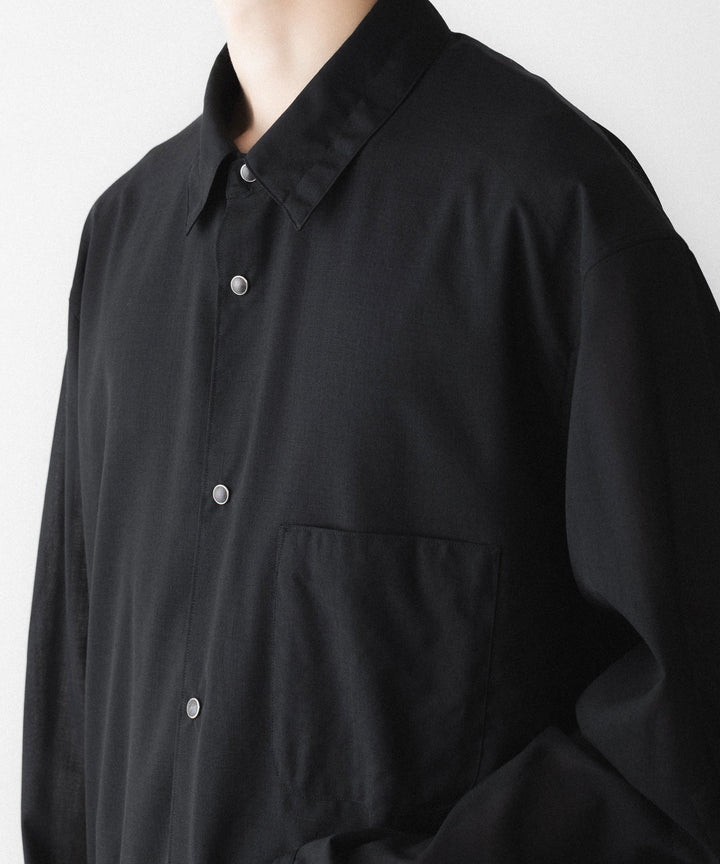 phebus フィーバスのWOOL POLY TROPICAL SHIRTのBLACK 公式通販サイトsession福岡セレクトショップ