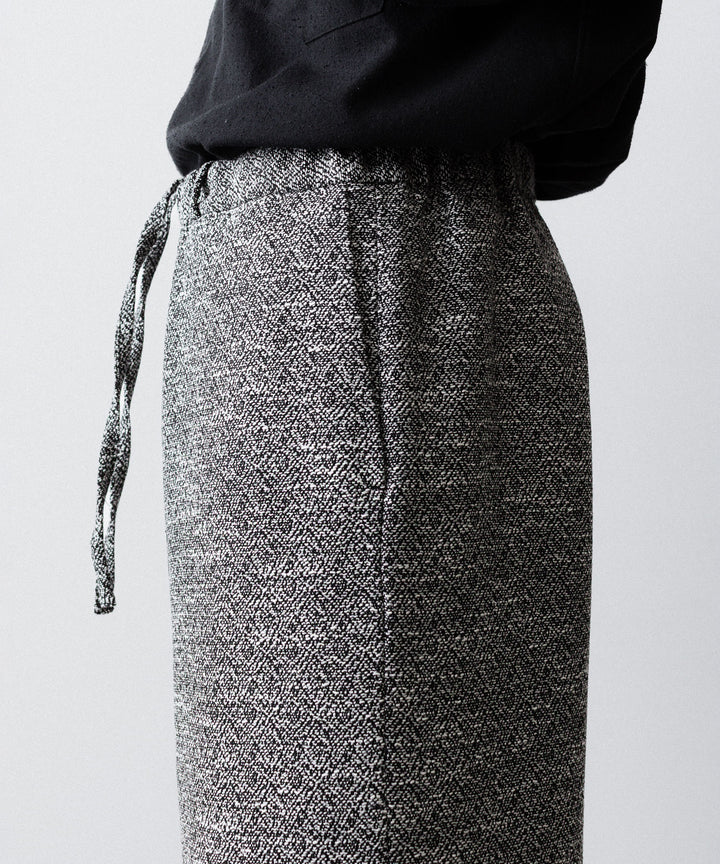 INTÉRIM - インテリムのDOUBLE SIDED JACQUARD TWEED DEAD STOCK WIDE DRESS EASY PANTSのBLACK