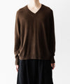 【CODA】BROWN SHRUNKEN V-NECK PULLOVER - BROWN
