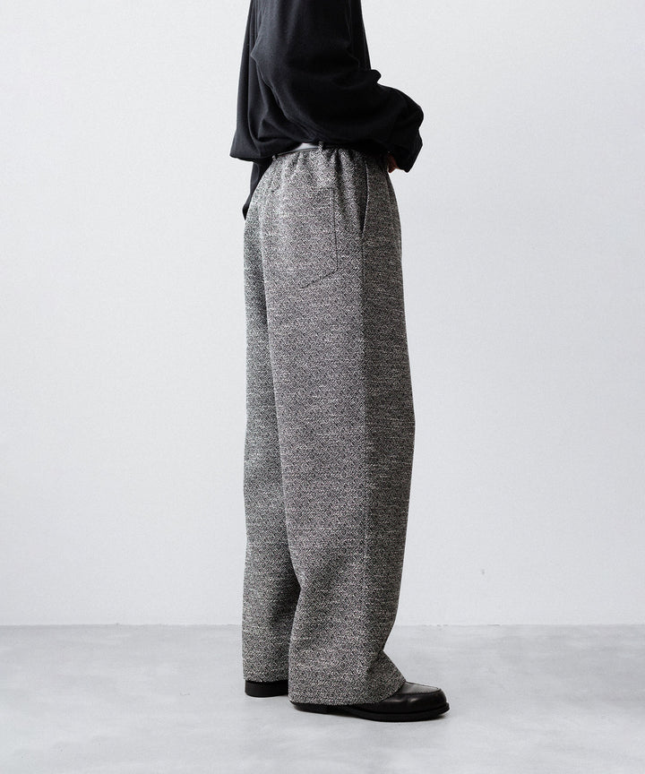 INTÉRIM - インテリムのDOUBLE SIDED JACQUARD TWEED DEAD STOCK WIDE DRESS EASY PANTSのBLACK