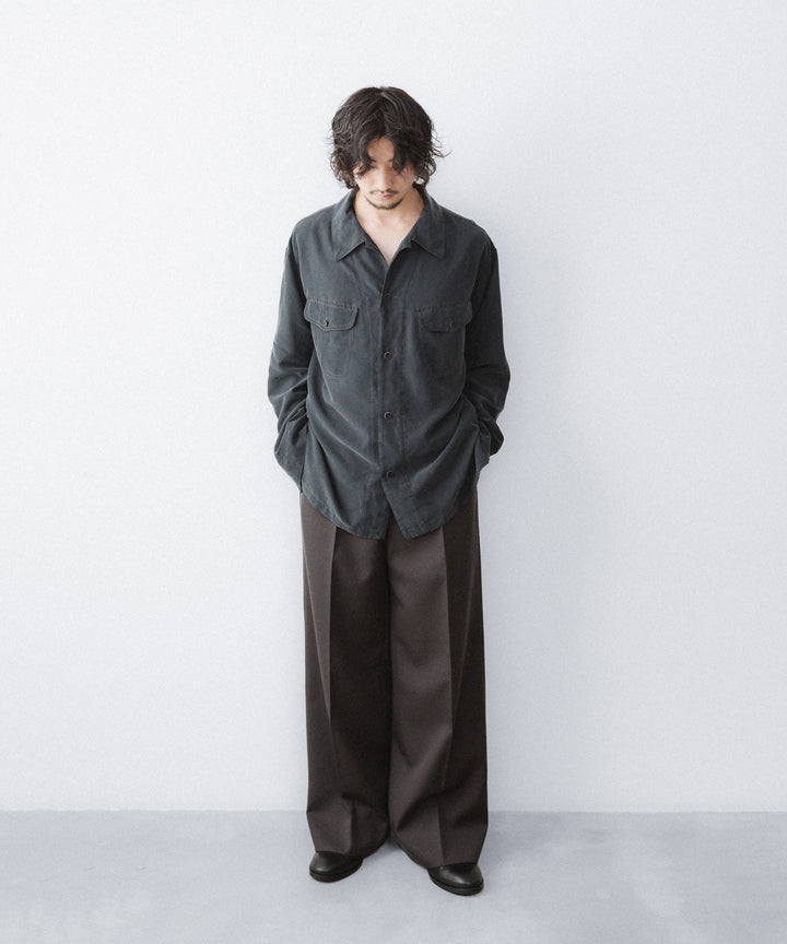 ANTHEM A-アンセムエーのWOOL GABARDINE BELTLESS TROUSERSのBROWN公式通販サイトsession福岡セレクトショップ